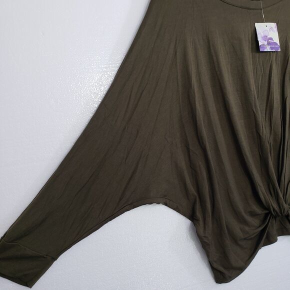 New ee:some Woman's Twisted Front Olive Blouse, Size Small - Picture 4 of 8